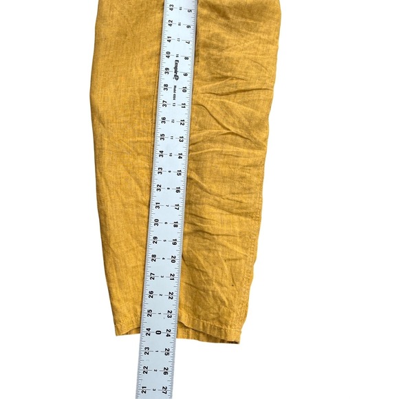 Eileen Fisher Delave Lantern Pants Mustard Cropped Wide-Leg Linen, Size XS - Picture 8 of 9